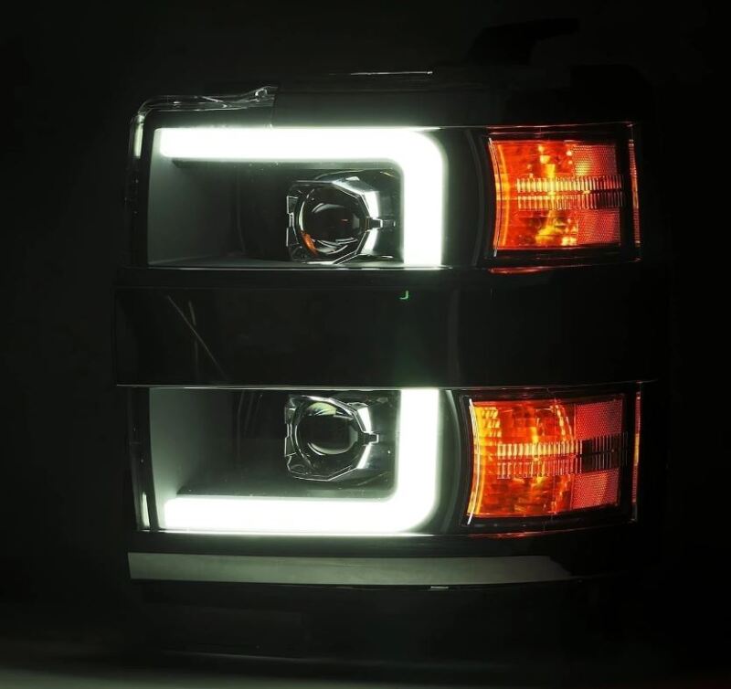 AlphaRex 15-19 Chevy Silverado 2500/3500 LUXX-Series Proj. Headlights Blk w/Actv SeqSig & SBDRL 880098 *Discontinued