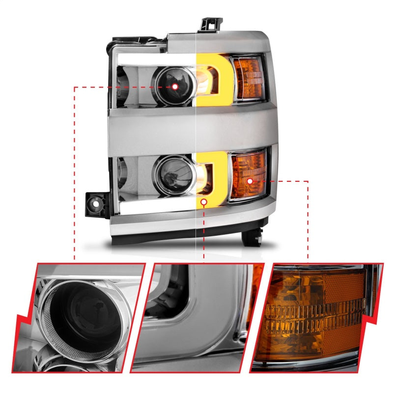 Anzo Projector Headlights 15-17 Chevrolet Silverado 2500HD / 3500HD Chrome