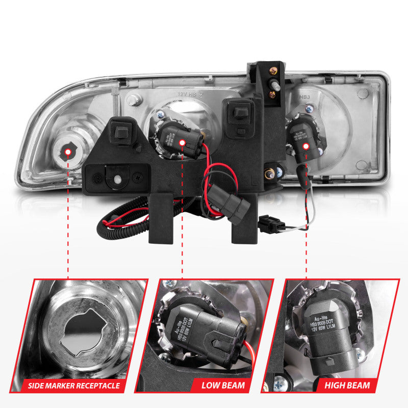 Anzo 1998-2005 Chevrolet S-10 Projector Headlights w/ Halo Black