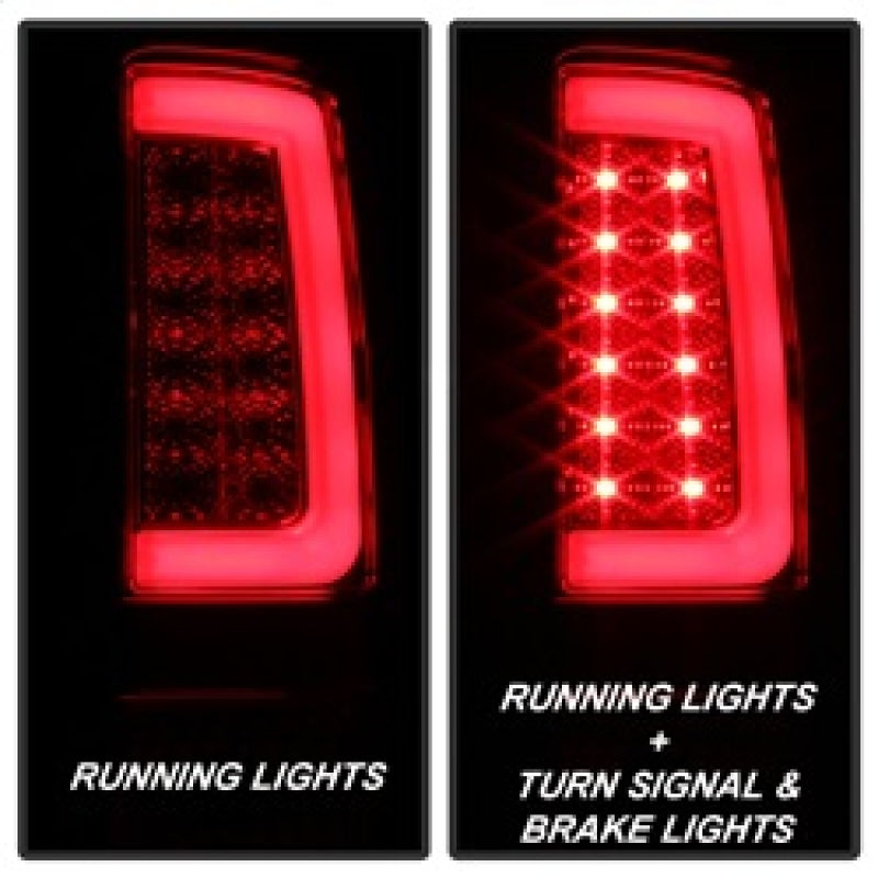 Spyder 07-13 GMC Sierra 1500 V2 Light Bar LED Tail Lights - Red Clear (ALT-YD-GS07V2-LBLED-RC) 5084767