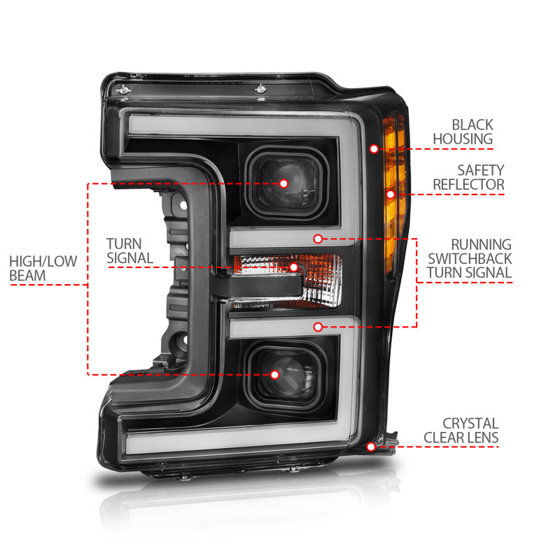 Anzo LED Headlights 17-18 Ford F-250 Projector Plank-Style