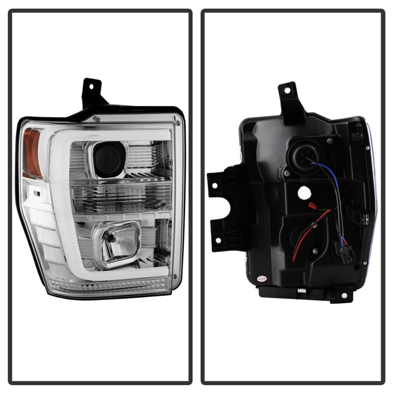 Spyder 08-10 Ford F-250 Super Duty V2 Light Bar DRL Projector Headlights - Chrm (PRO-YD-FS08V2-LB-C) 5084699