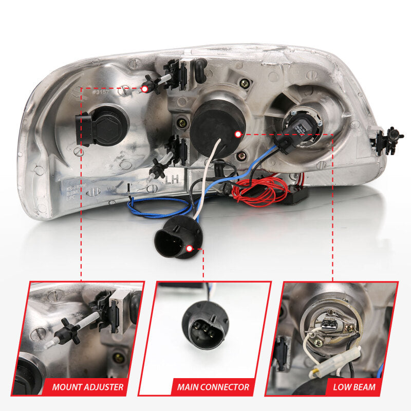 Anzo 1997.5-2003 Ford F-150 Projector Headlights w/ Halo and LED Black 1pc