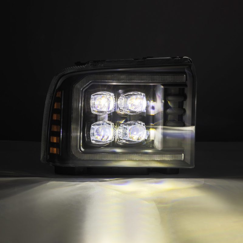 AlphaRex 05-07 Ford F250/350/450/550 Super Duty NOVA LED Proj HL Blk w/Actv Light & Seq Sig + SB DRL 880319 *Discontinued