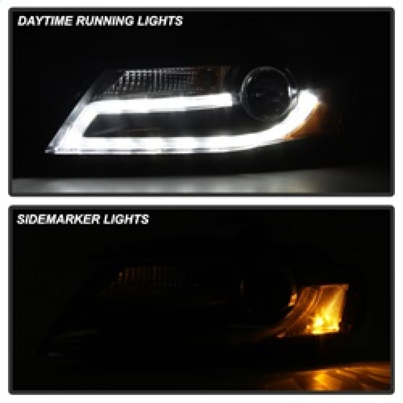 Spyder Audi A4 09-12 Projector Headlights Halogen Model Only - DRL LED Black PRO-YD-AA408-DRL-BK 5081544