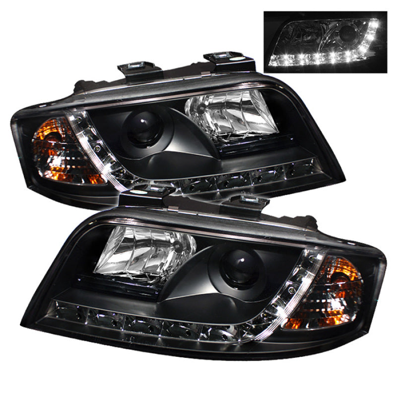 Spyder Audi A6 02-04 Projector Headlights Halogen Model Only - DRL Black PRO-YD-ADA601-DRL-BK 5008657