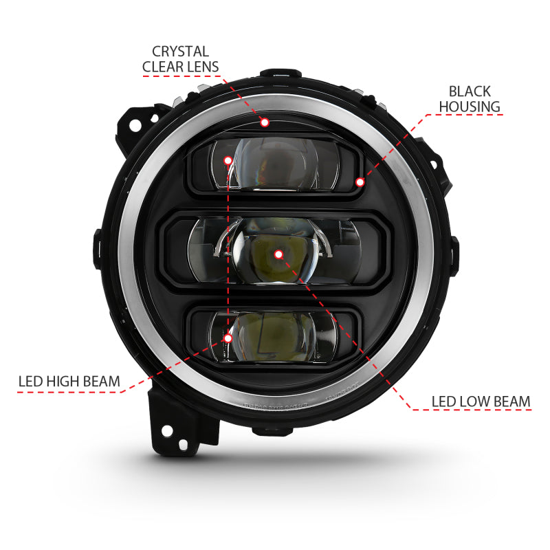 ANZO 2018-2019 Jeep Wrangler Full Led ProjectoráH.L Black 111466