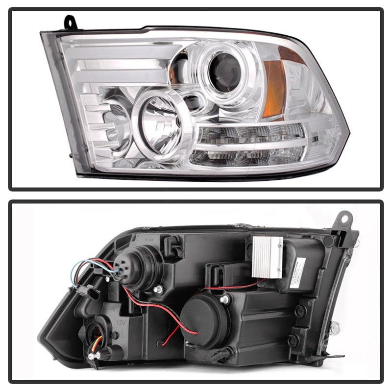 Spyder Dodge Ram 09-12 Projector Headlights Light Bar DRL Chrome PRO-YD-DR09-LBDRL-C 5080998