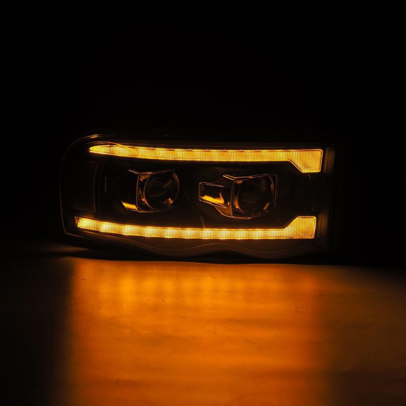 AlphaRex 02-05 Dodge Ram 1500 PRO-Series Projector Headlights Plank Style Black w/Seq Signal 880570 *Discontinued