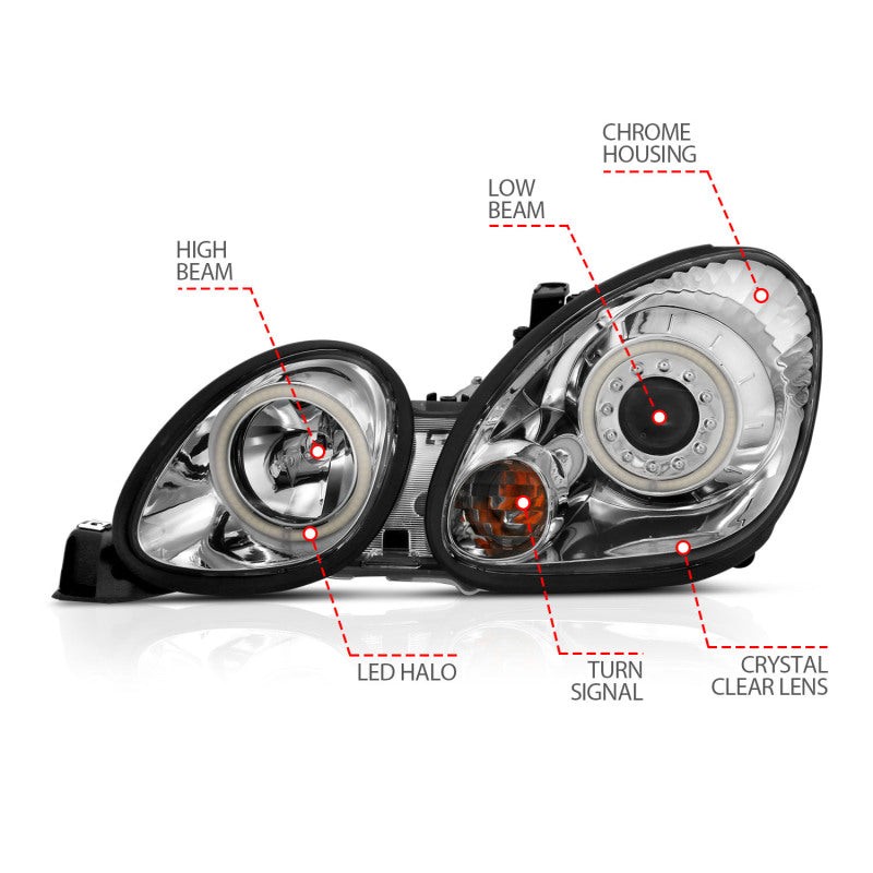 Anzo 1998-2005 Lexus Gs300 Projector Headlights w/ Halo Chrome