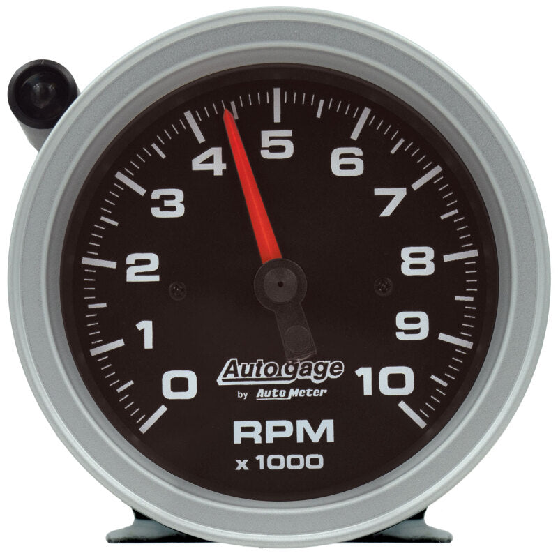AutoMeter Tachometer Gauge 10K RPM 3 3/4in Pedestal w/Ext. Shift-Light - Black Dial/Black Case 233908
