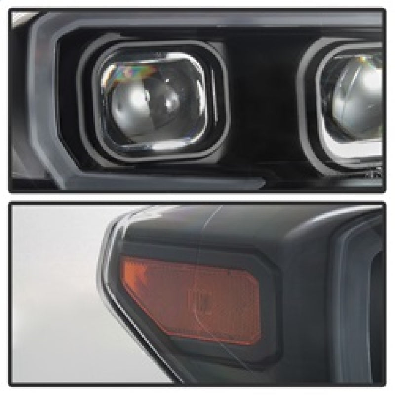 SPYDER xTune Toyota Tacoma 16-18 DRL Light Bar Projector Headlights - Black PRO-JH-TTA16-LBDRL-BK 9039256