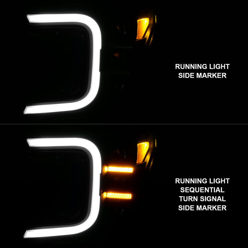 Anzo 18-20 Ford F-150 Full Led Projector Smoke Bar Style Headlights Black Amber 111520