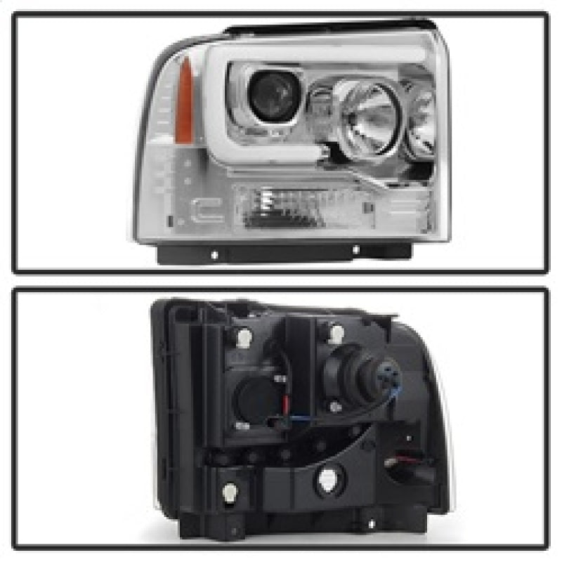Spyder 05-07 Ford F250/350/450 SD Ver 2 Proj Headlights - Light Bar DRL - Black PRO-YD-FS05V2-LB-C 5084682