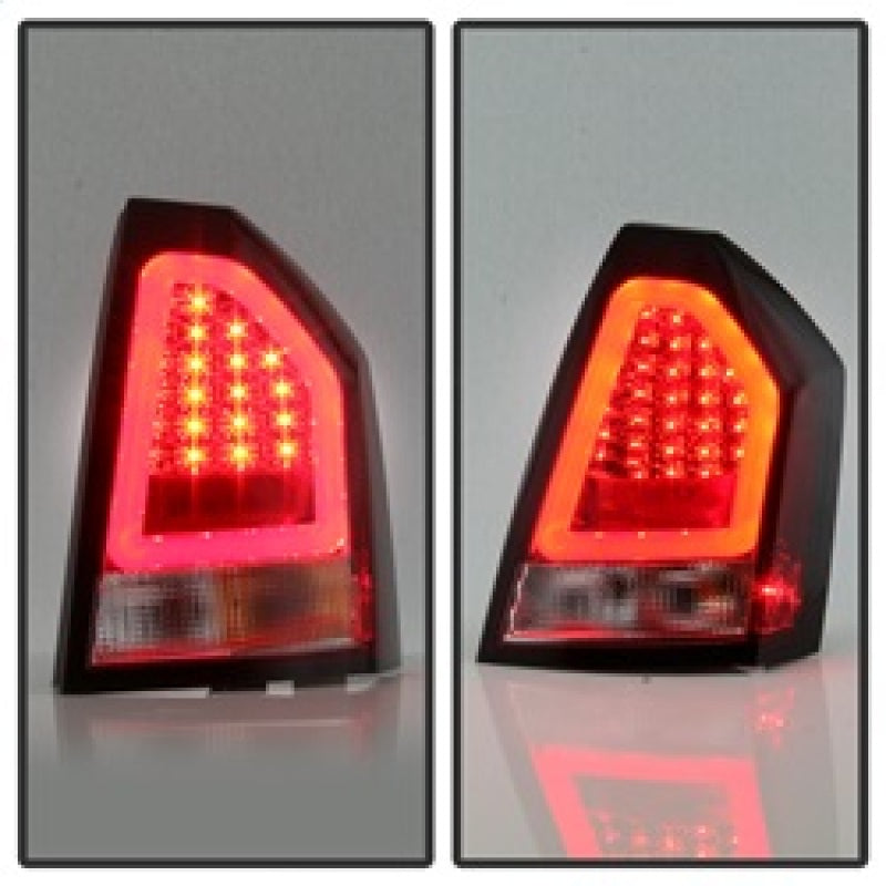 Spyder 05-07 Chrysler 3000C Verison 2 Light Bar LED Tail Lights - Red Clear (ALT-YD-C305V2-LED-RC) 5083364