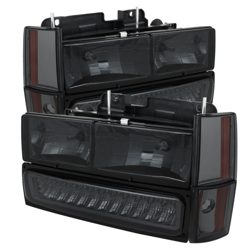 SPYDER Xtune GMC Yukon 92-93 Crystal Headlights w/ Corner & LED Bumper Smoke HD-JH-GMCCK88-LED-AM-SM-SET 5073556