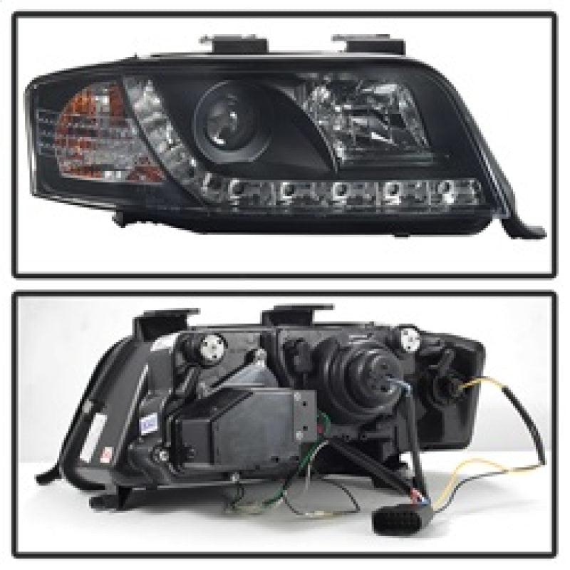 Spyder Audi A6 02-04 Projector Headlights Halogen Model Only - DRL Black PRO-YD-ADA601-DRL-BK 5008657