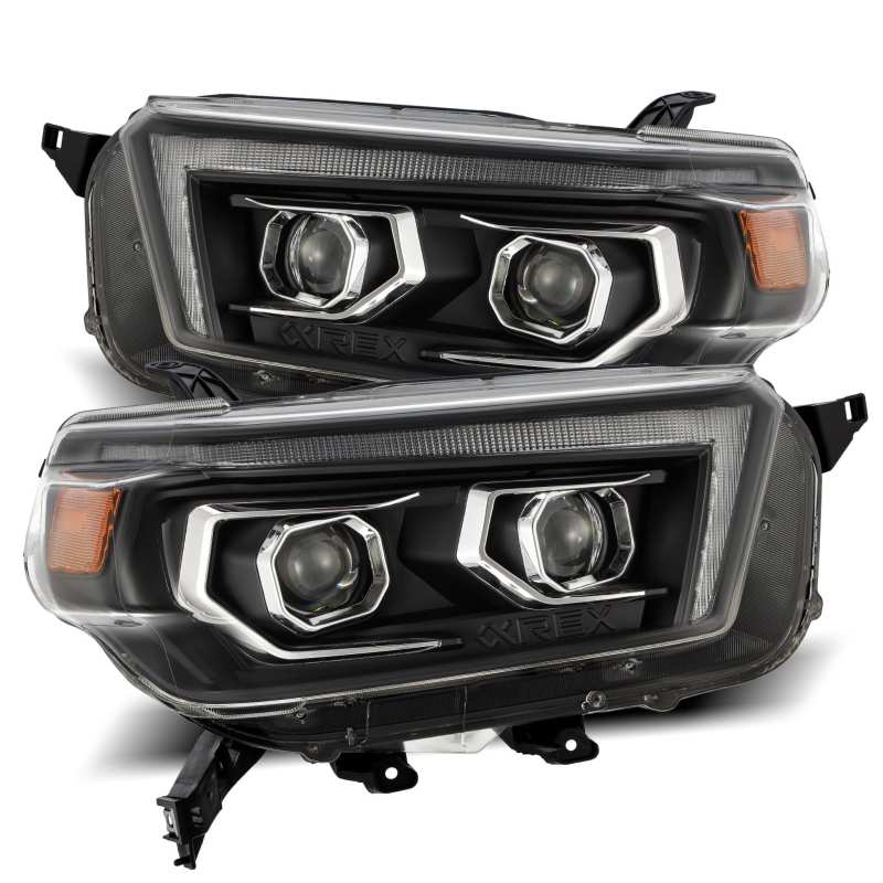 AlphaRex 10-13 Toyota 4Runner LUXX LED Proj Headlights Plank Style Black w/Seq Signal/DRL 880757 *Discontinued