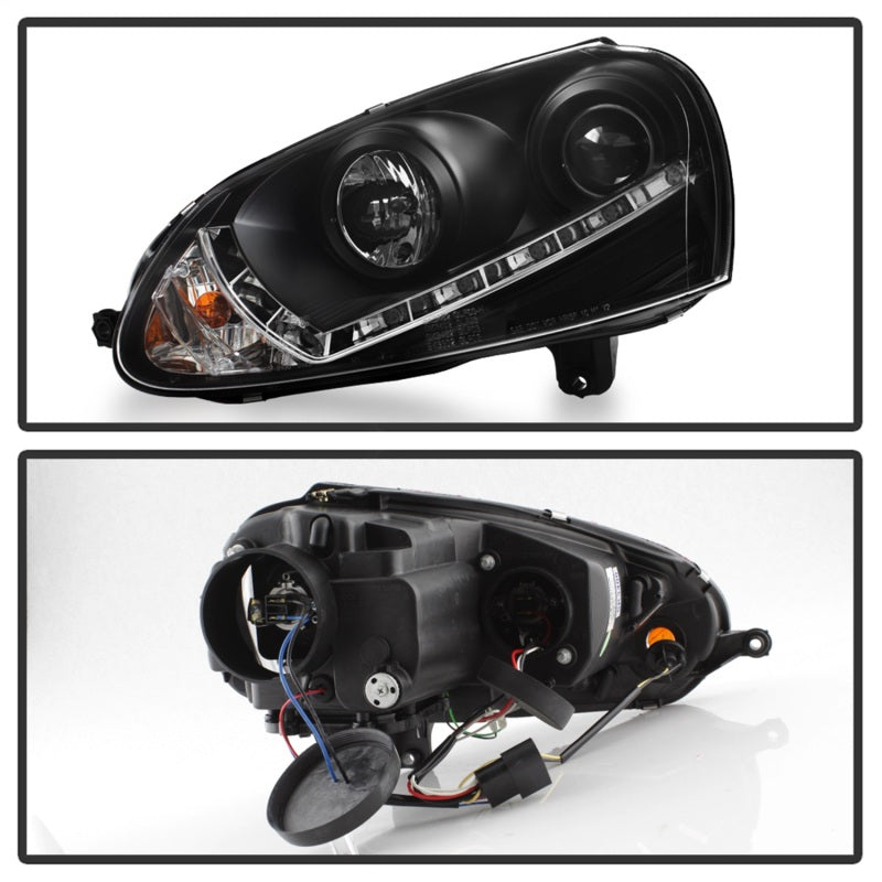 Spyder Volkswagen GTI 06-09/Jetta 06-09 Halogen Model Only - DRL Black PRO-YD-VG06-DRL-BK 5017505