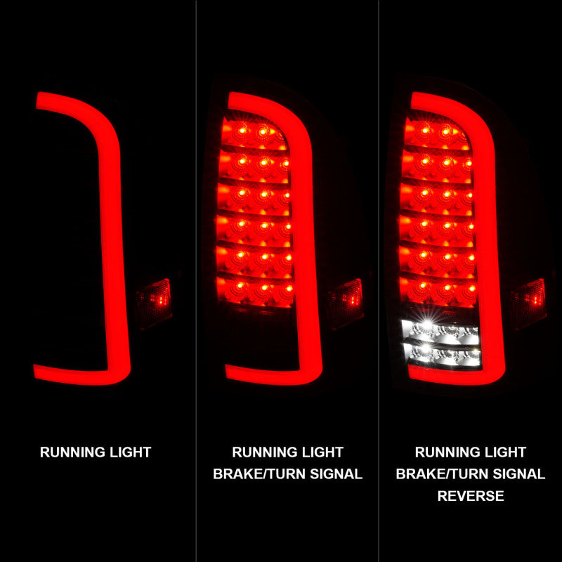 ANZO 05-15 Toyota Tacoma Full LED Tail Lights w/Light Bar Sequential Black Housing Smoke Lens 311428