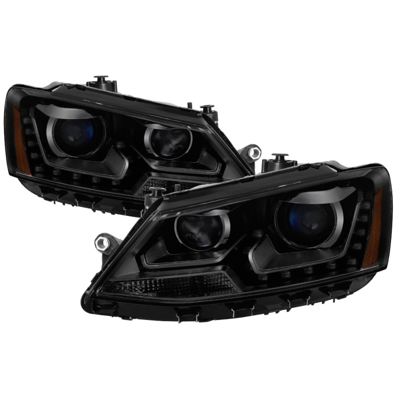 SPYDER xTune Volkswagen Jetta 11-14 DRL Projector Headlights - Black Smoked PRO-JH-VJ11-DRL-BSM 9036682