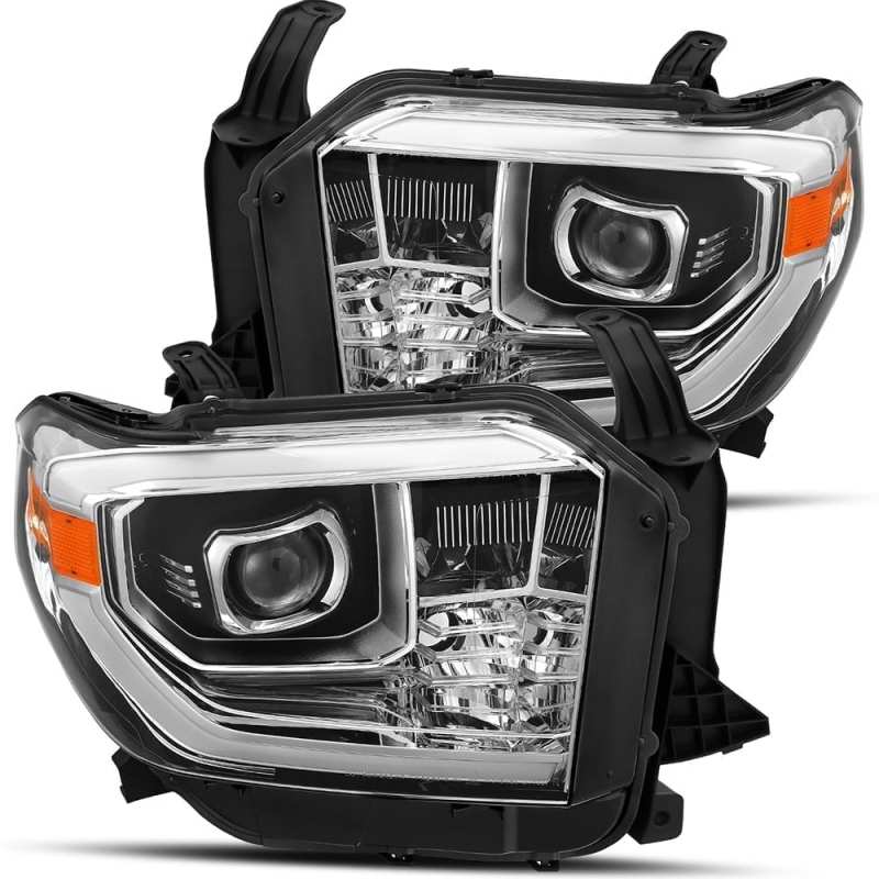 AlphaRex 14-19 Toyota Tundra PRO-Series Proj Headlights Plank Style Chrome Accent Blk w/Activ Light 880798 *Discontinued