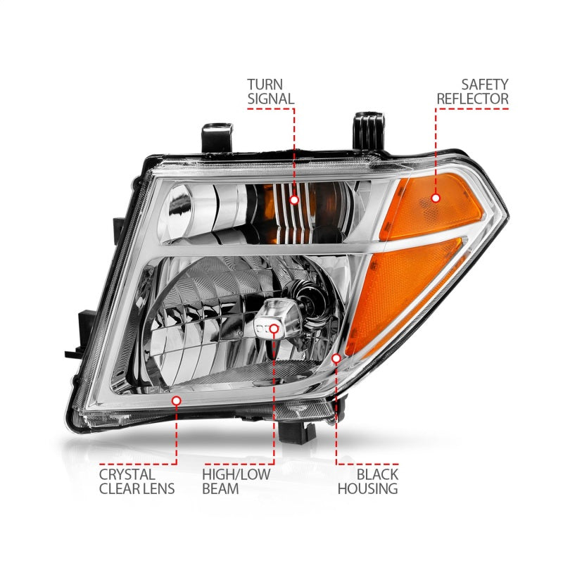 ANZO 2005-2008 Nissan Pathfinder Crystal Headlight Chrome Amber (OE Replacement) 111463