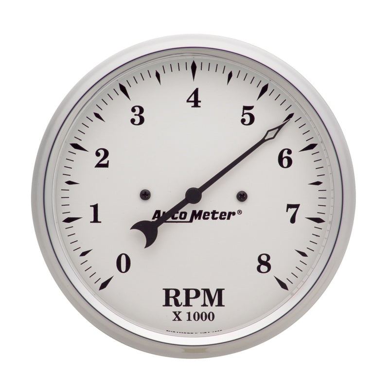 Autometer 5 inch 8000rpm In-Dash Old Tyme Tachometer - White 1699