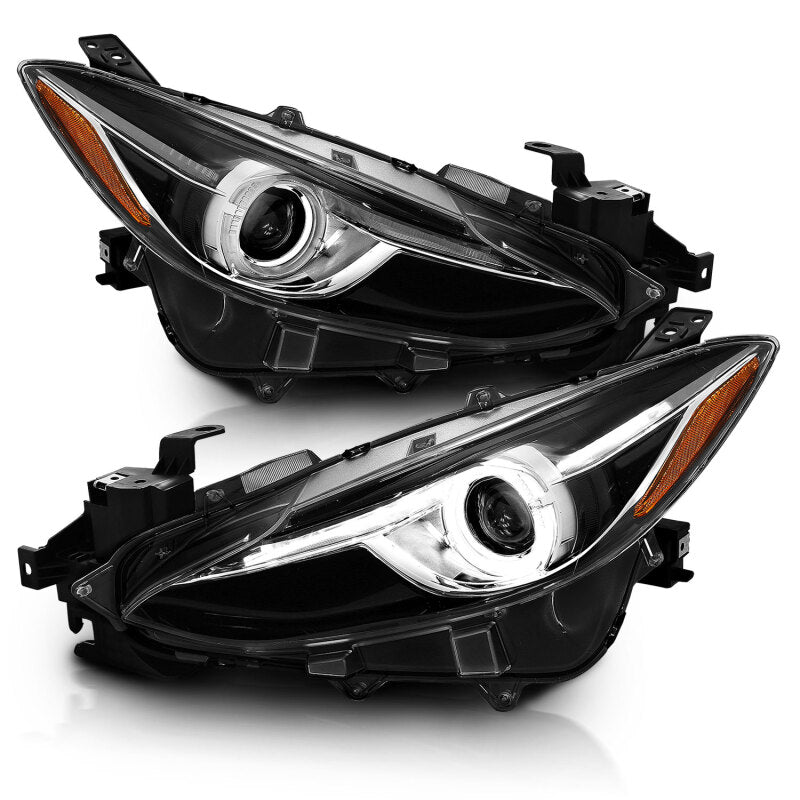 Anzo Projector Headlights With Halo Black w/Amber 14-17 Mazda 3