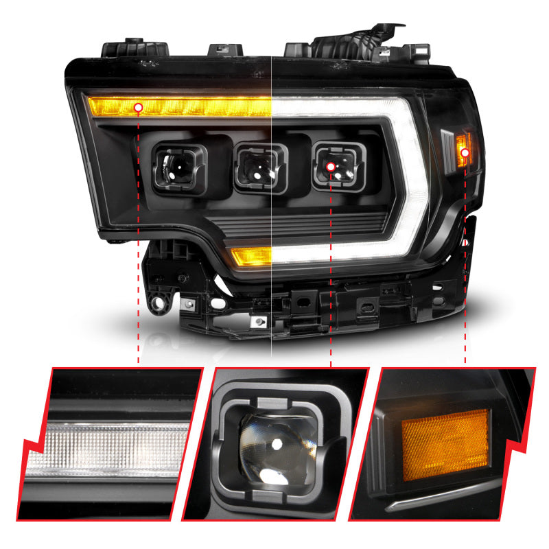 ANZO 19-24 RAM 2500/3500 Z-Series Full LED Proj Headlights DRL/Init/SeqSig - Driver Side ONLY 111601X-L