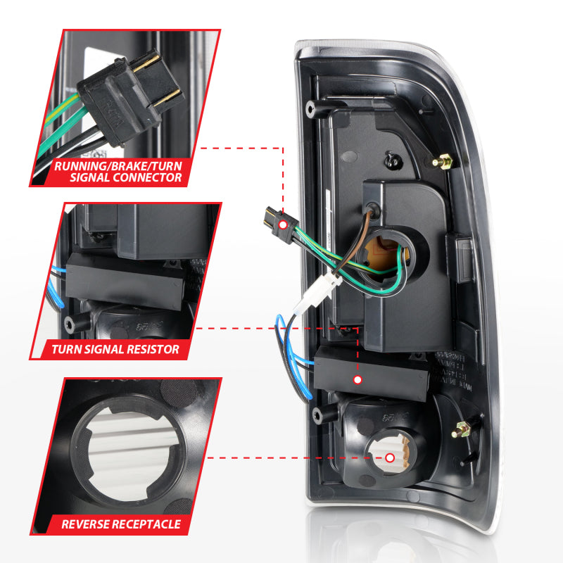 ANZO 1997-2003 Ford F-150 LED Tail Lights w/ Light Bar Black Housing Smoke Lens 311378