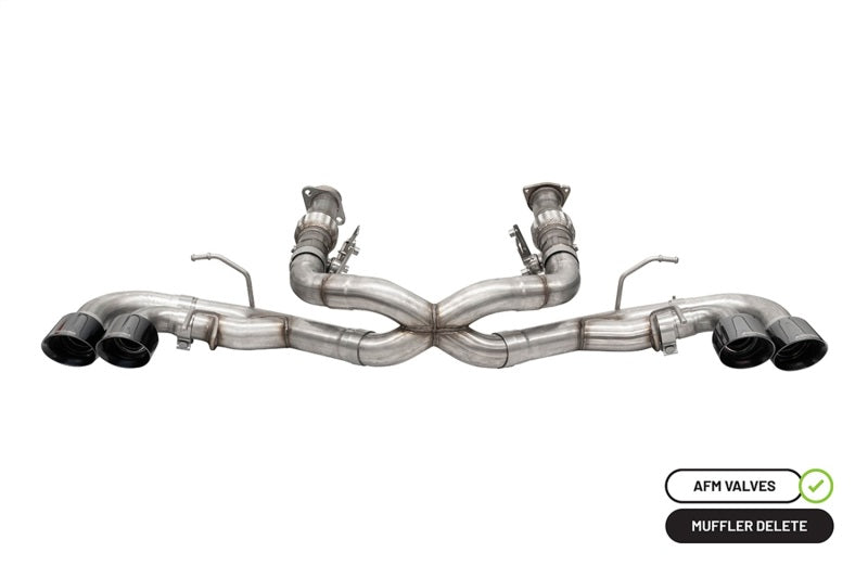 Corsa 2020 Corvette C8 3in Xtreme Cat-Back Exhaust 4.5in Blk Quad Tips - Integrates stock AFM Valve 21102BLK