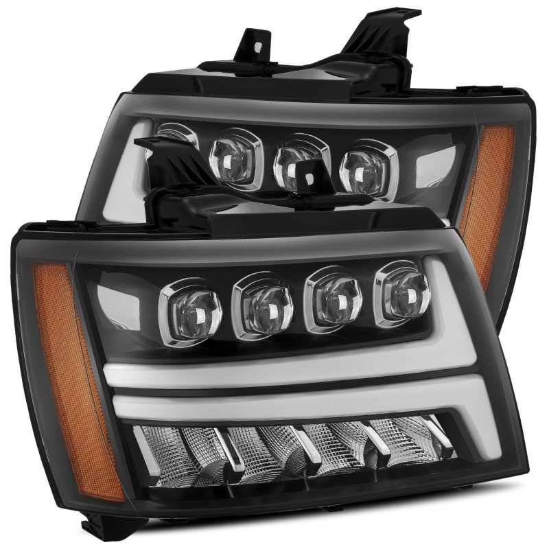AlphaRex 07-13 Chevy Avalanche NOVA LED Proj Headlights Plank Style Gloss Black w/Activ Light/DRL 880287 *Discontinued