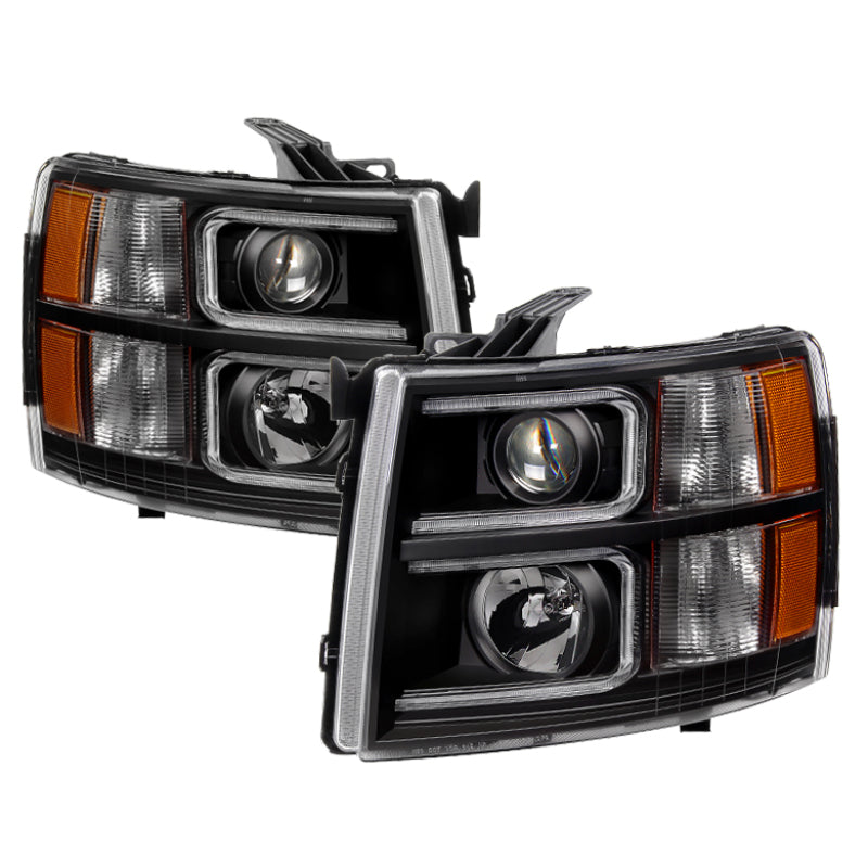 SPYDER Xtune Chevy Silverado 1500/2500/3500 07-13 Projector Headlights Black PRO-JH-CS07-LED-BK 9027796