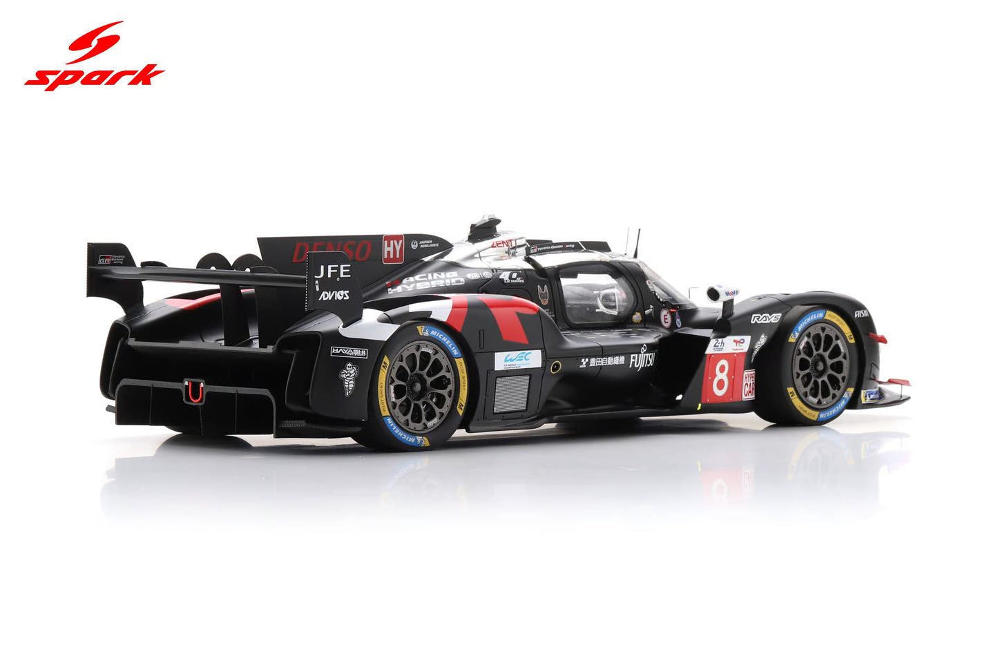 Spark Model Toyota GR010 Hybrid LMDh Team Toyota Gazoo Racing #8 WEC 24hrs Le Mans 2025 Black 1:18 WITH DISPLAY
