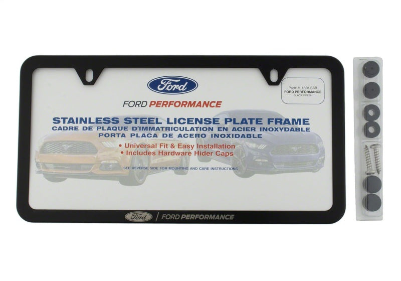 Ford Racing Ford Performance Slim License Plate Frame - Black Stainless Steel M-1828-SSB