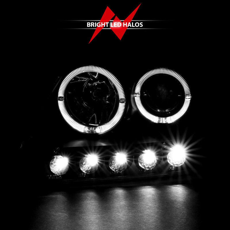 Anzo 1997.5-2003 Ford F-150 Projector Headlights w/ Halo and LED Black 1pc