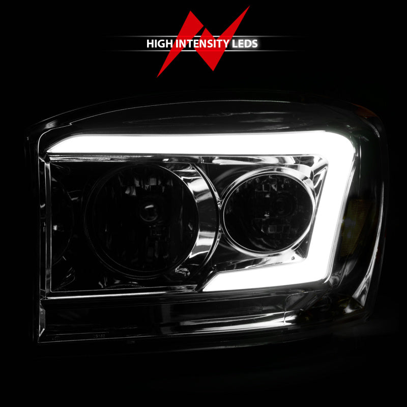 Anzo 06-09 Dodge RAM 1500/2500/3500 Headlights Chrome Housing/Clear Lens (w/ Light Bars) 111525