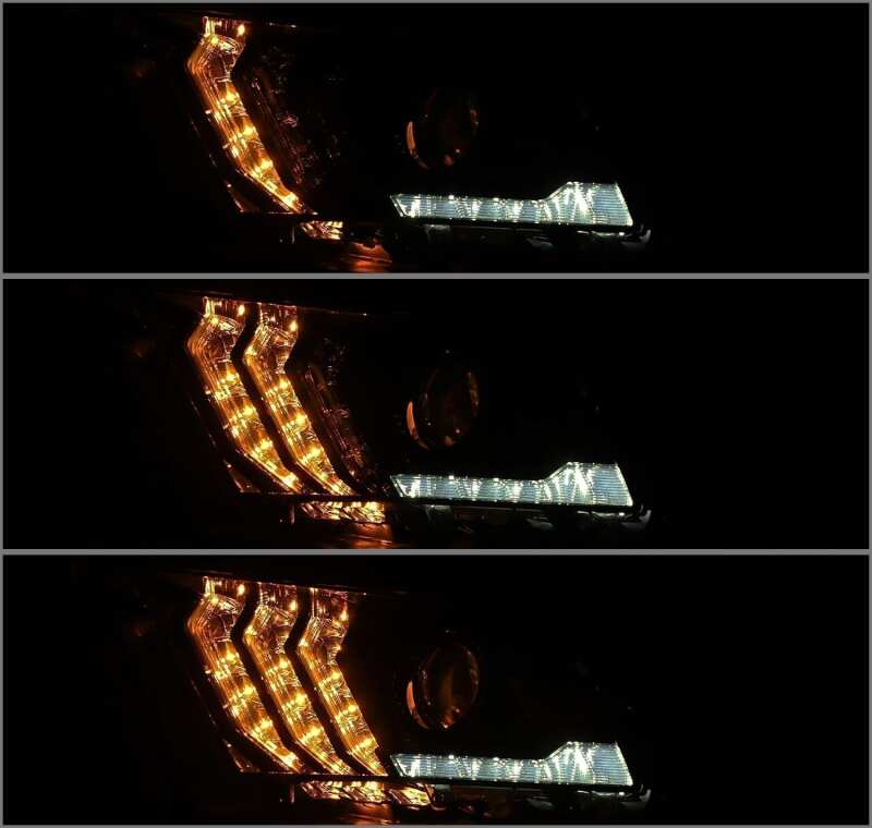 AlphaRex 10-12 Ford Mustang LUXX LED Proj Headlights Plank Style Alpha Blk w/Activ Light/Seq Signal 880118 *Discontinued