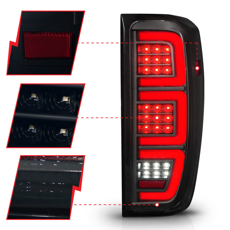 ANZO 19-23 GMC Sierra 1500/2500HD/3500HD Smoke Black Replacement Full LED Bar Tail Light 311460