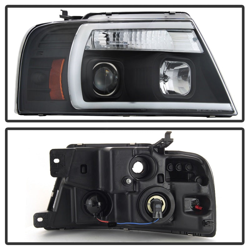 Spyder 04-08 Ford F-150 Projector Headlights - Light Bar DRL - Black PRO-YD-FF15004V2-LB-BK 5084484