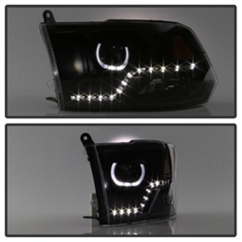 SPYDER xTune Dodge Ram 2009-2014 Halo LED Projector Headlights - Black PRO-JH-DR09-CFB-BK 9036729