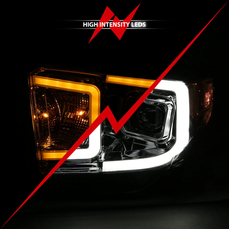 ANZO 14-17 Toyota Tundra Plank Style Projector Headlights Chrome w/ Amber 111415