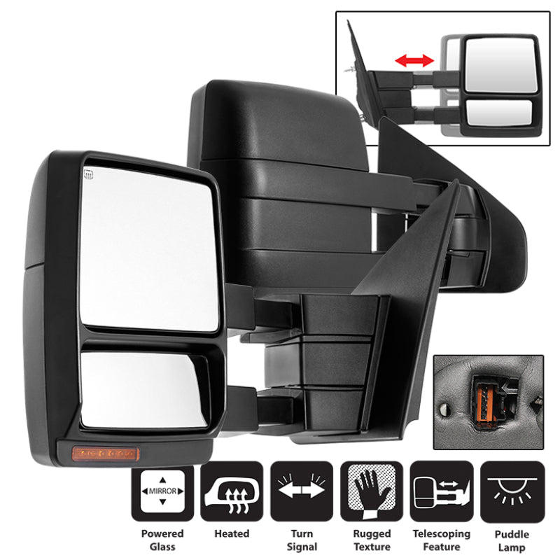 SPYDER xTune Ford F150 04-06 POWER Heated Amber LED Signal Telescoping Mirror SET MIR-FF15004S-PWH-AM-SET 9936784