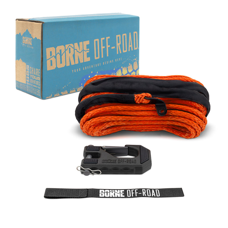 Borne Off-Road Winch Hook - 3/8in Rope - Hand Strap - Orange BNWN-SR-38-85KOR