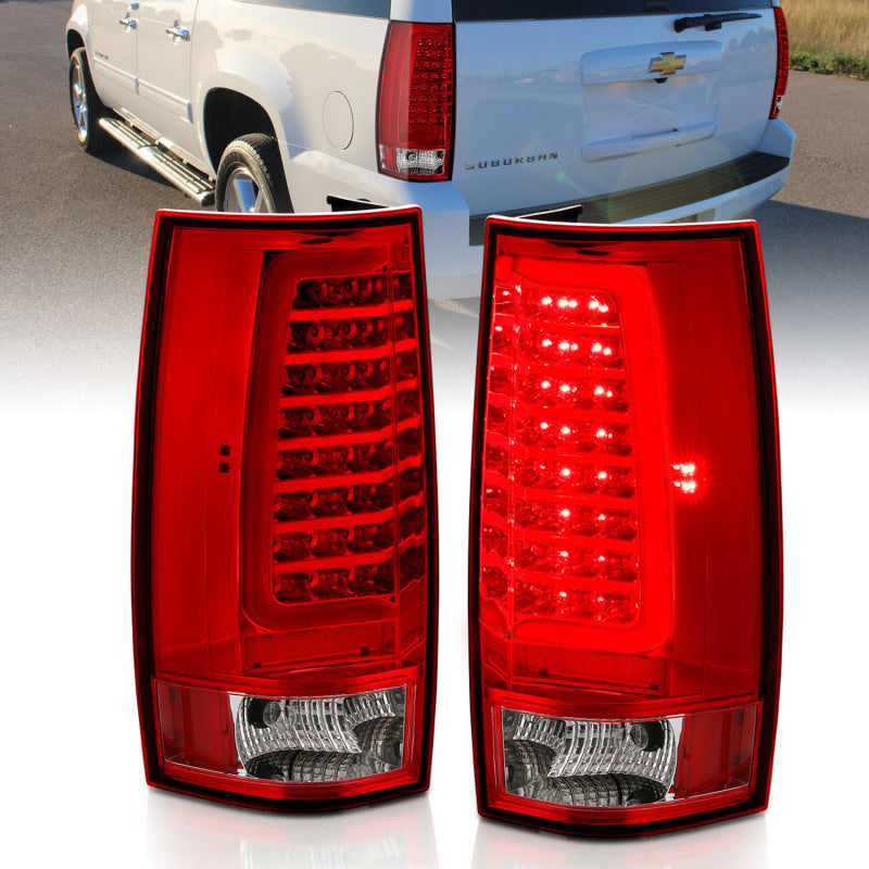 ANZO 2007-2014 Chevy Tahoe LED Taillight Plank Style Chrome With Red/Clear Lens 311323
