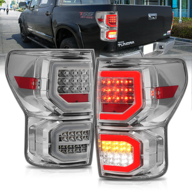 ANZO 2007-2013 Toyota Tundra LED Taillights Chrome Housing Clear Lens Pair 311338