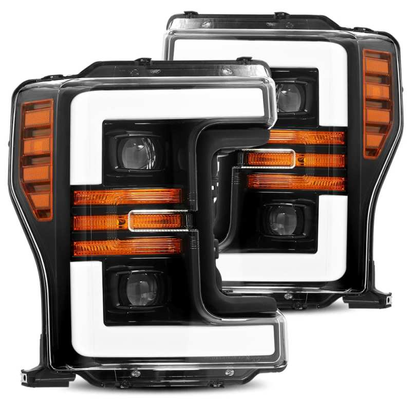 AlphaRex 17-19 Ford F-250 SD PRO-Series Proj Headlights Plank Style Black w/Activ Light/Seq Signal 880108 *Discontinued