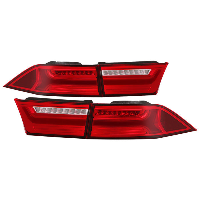 SPYDER xTune 06-08 Acura TSX Light Bar LED 4pcs Tail Lights - Red Clear (ALT-JH-ATSX06-LBLED-RC) 9047527