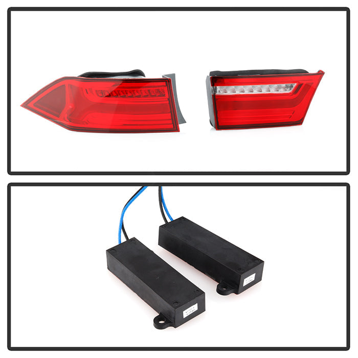 SPYDER xTune 06-08 Acura TSX Light Bar LED 4pcs Tail Lights - Red Clear (ALT-JH-ATSX06-LBLED-RC) 9047527